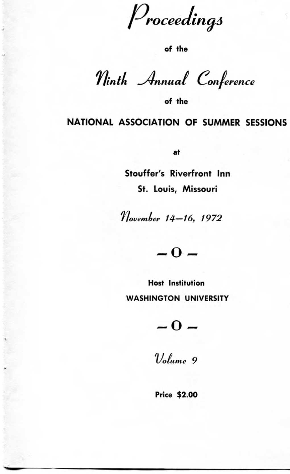 1972 – 9 Th Annual Conference Meeting Program