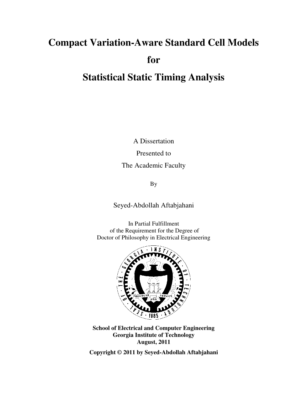 Compact Variation-Aware Standard Cell Models for Statistical Static Timing Analysis