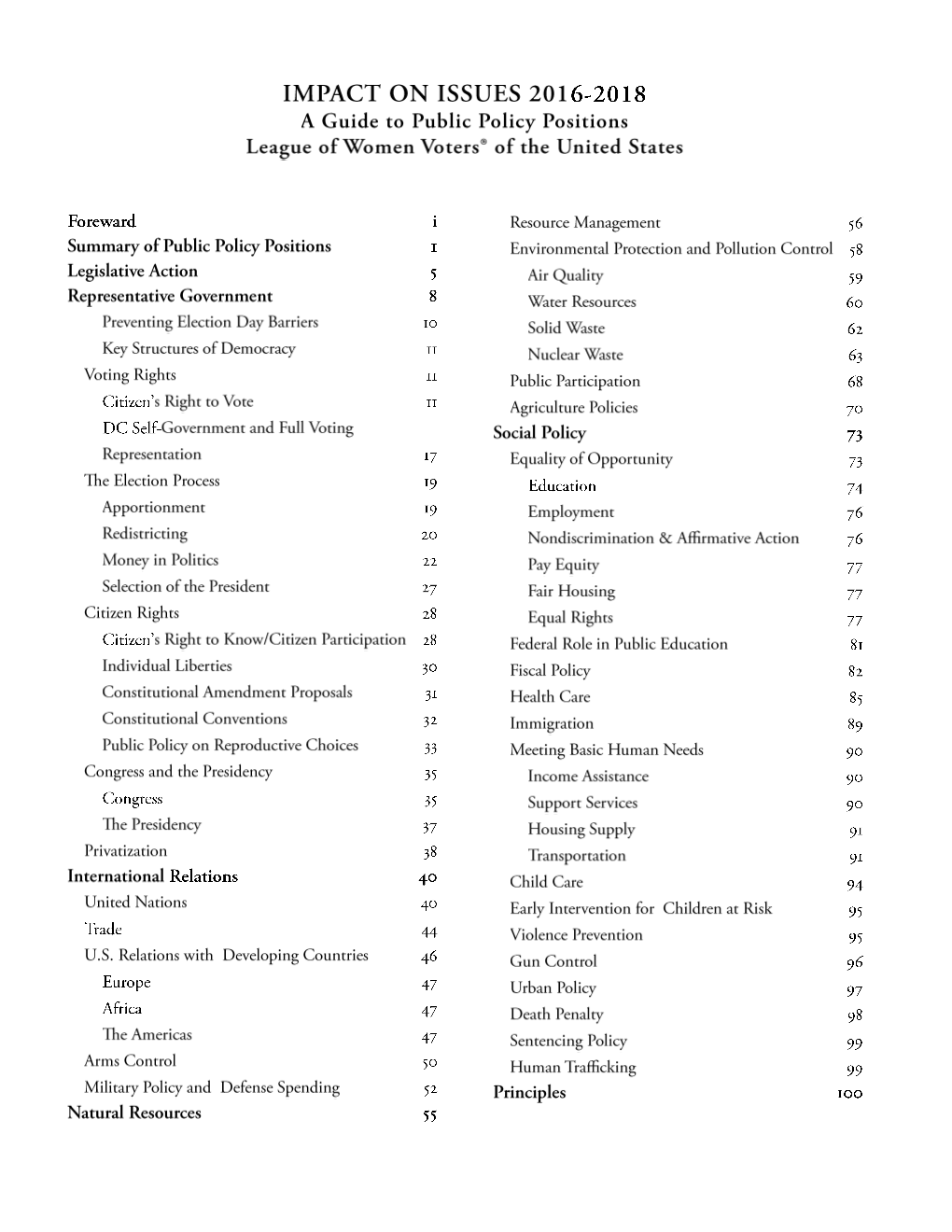 LWVUS Positions