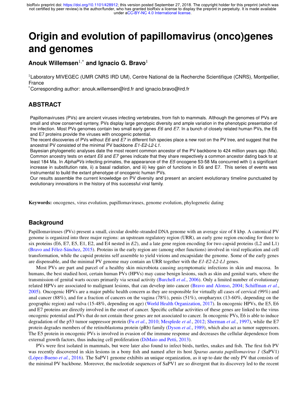 Origin and Evolution of Papillomavirus (Onco)Genes and Genomes