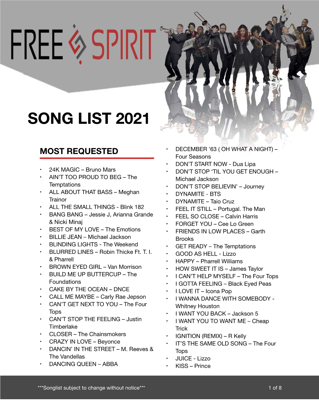 Song List 2021