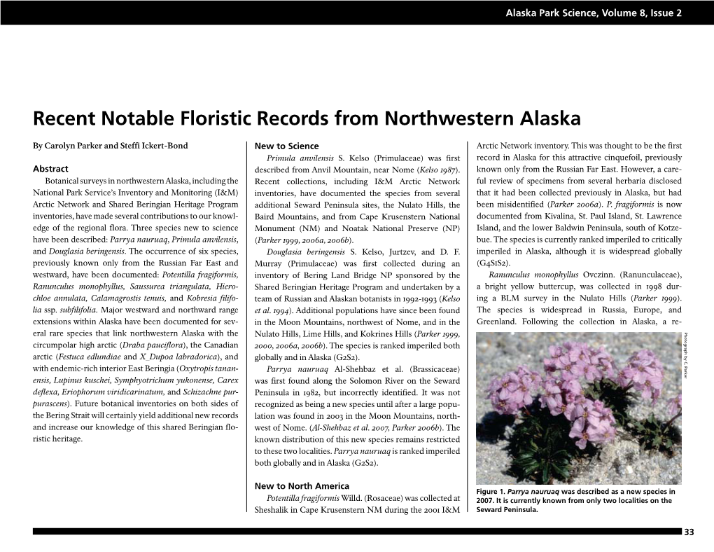 Recent Notable Floristic Records from Northwestern Alaska