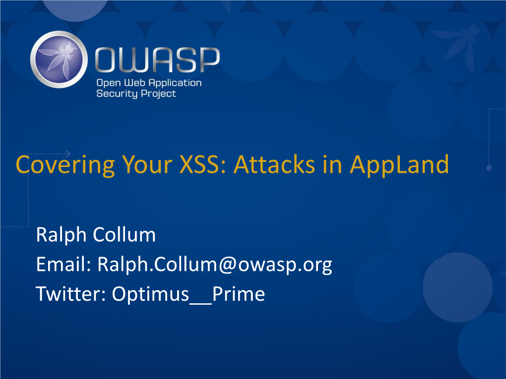 Covering Your XSS : Attacks in Apps