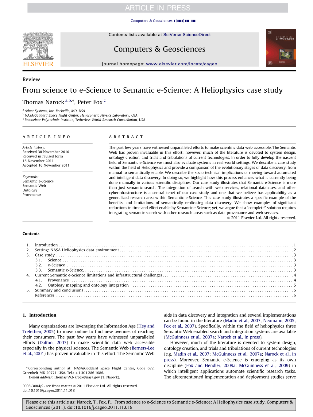 From Science to E-Science to Semantic E-Science a Heliophysics