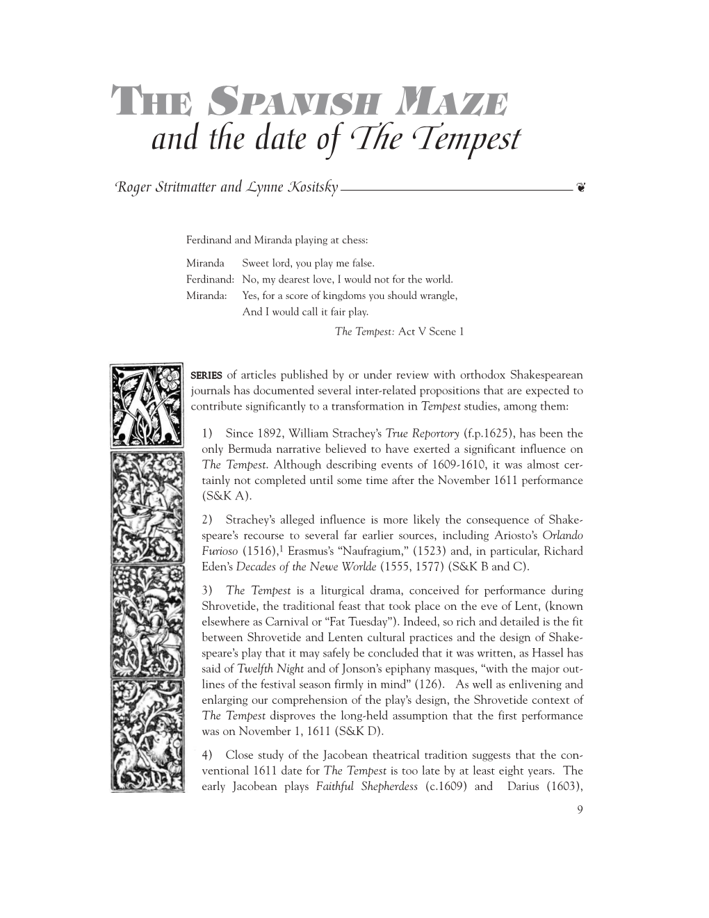 THE SPANISH MAZE and the Date of the Tempest