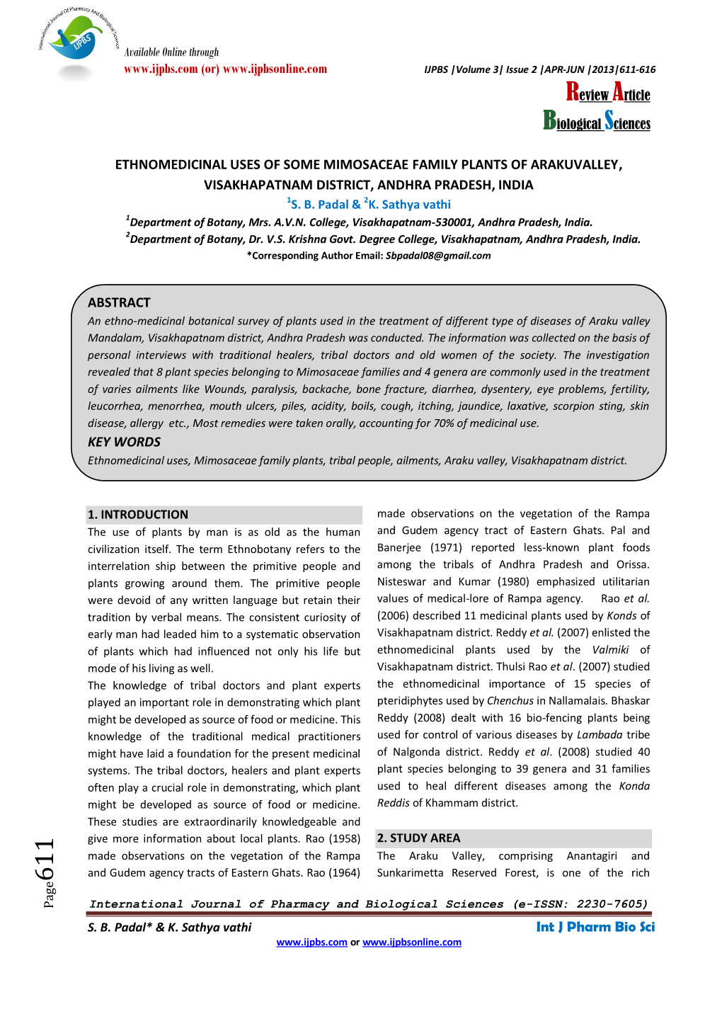 Ethnomedicinal Uses of Some Mimosaceae Family Plants of Arakuvalley, Visakhapatnam District, Andhra Pradesh, India 1S