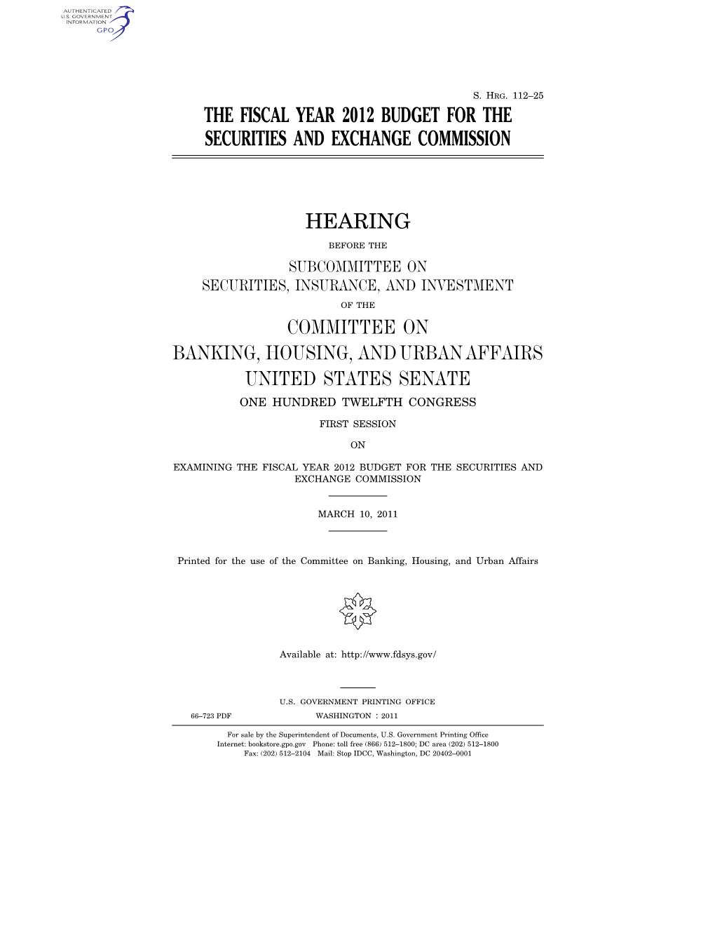 See Full Schapiro Senate Testimony, Mar. 10, 2011