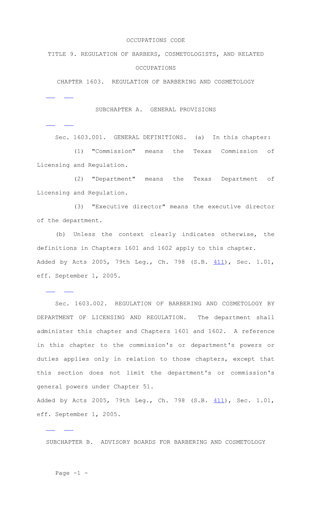 Title 9. Regulation of Barbers, Cosmetologists, and Related Occupations