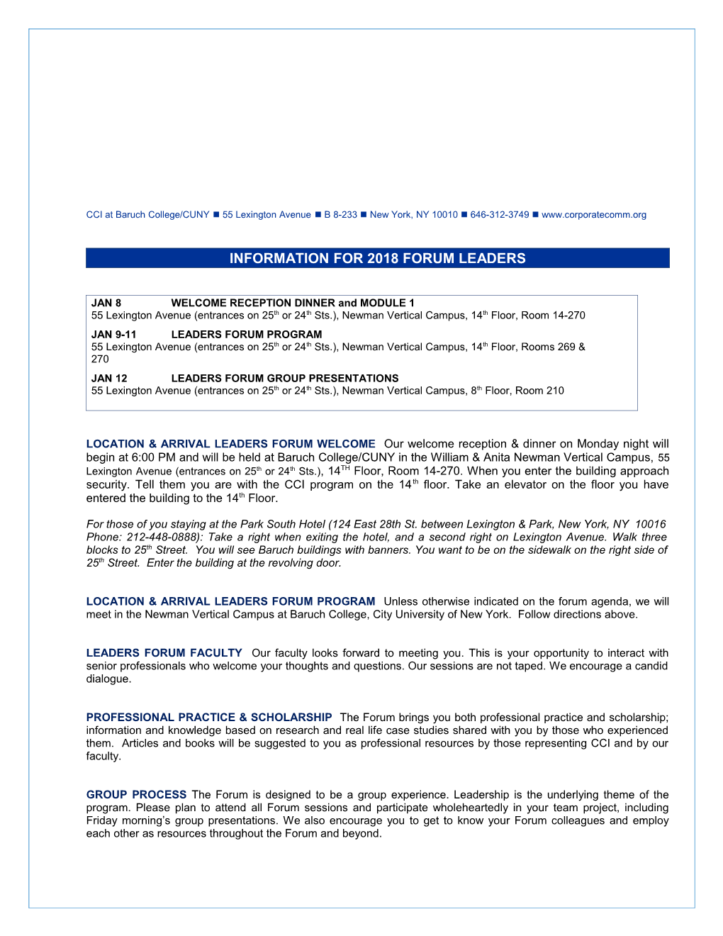 2014 Leaders Forum Agenda