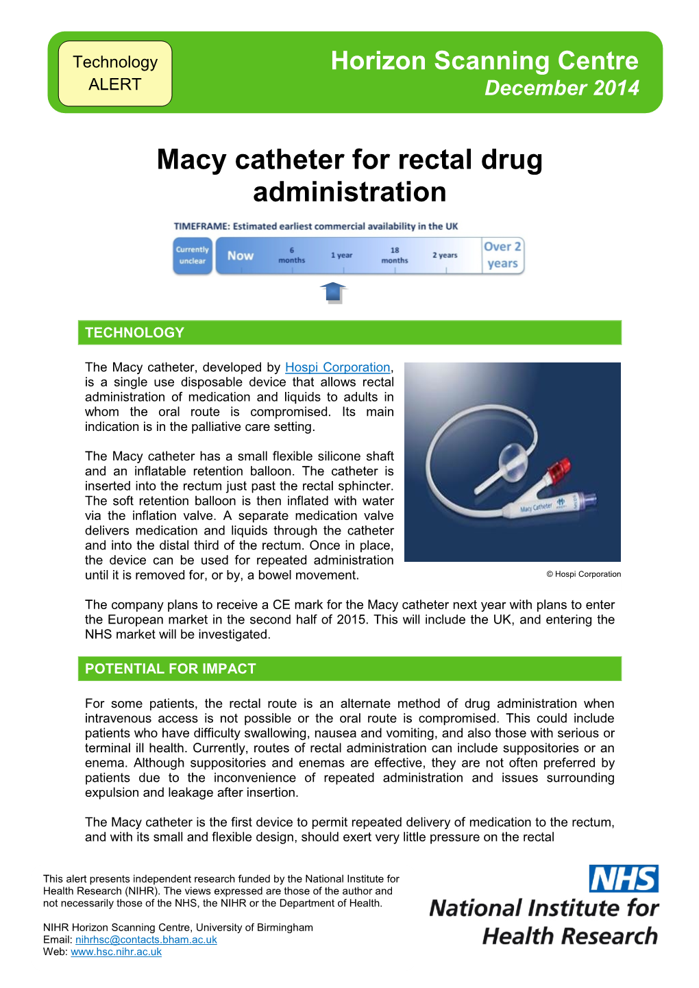 Macy Catheter for Rectal Drug Administration