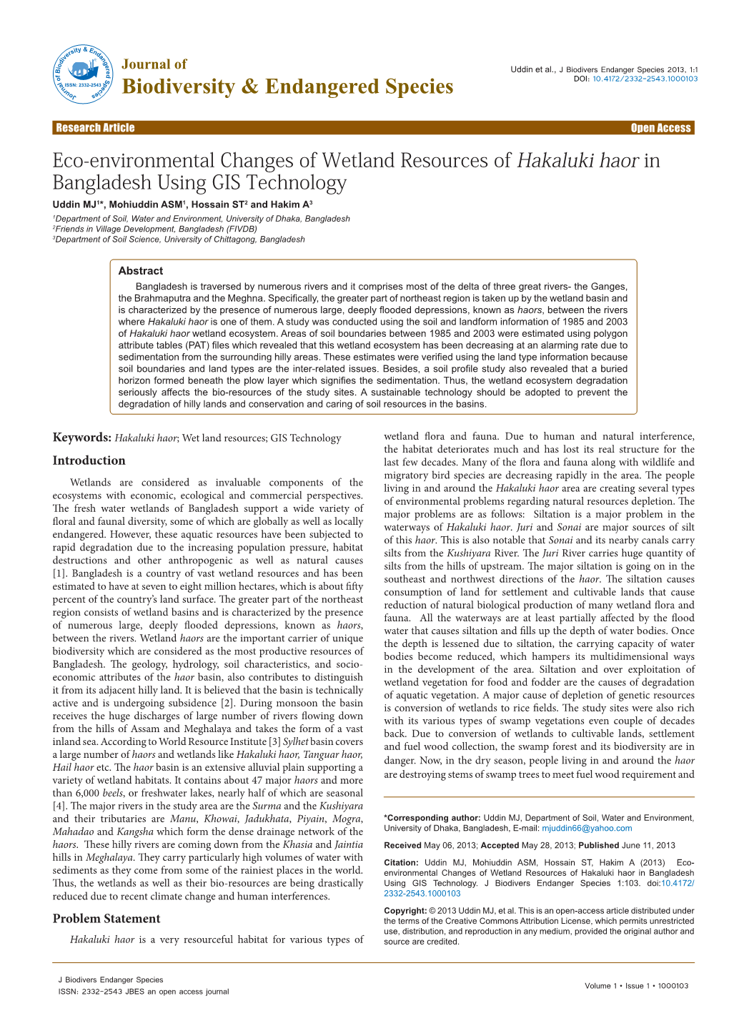 Eco-Environmental Changes of Wetland Resources of Hakaluki