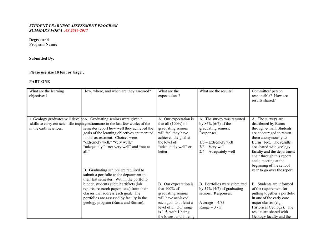 Student Learning Assessment Program s1