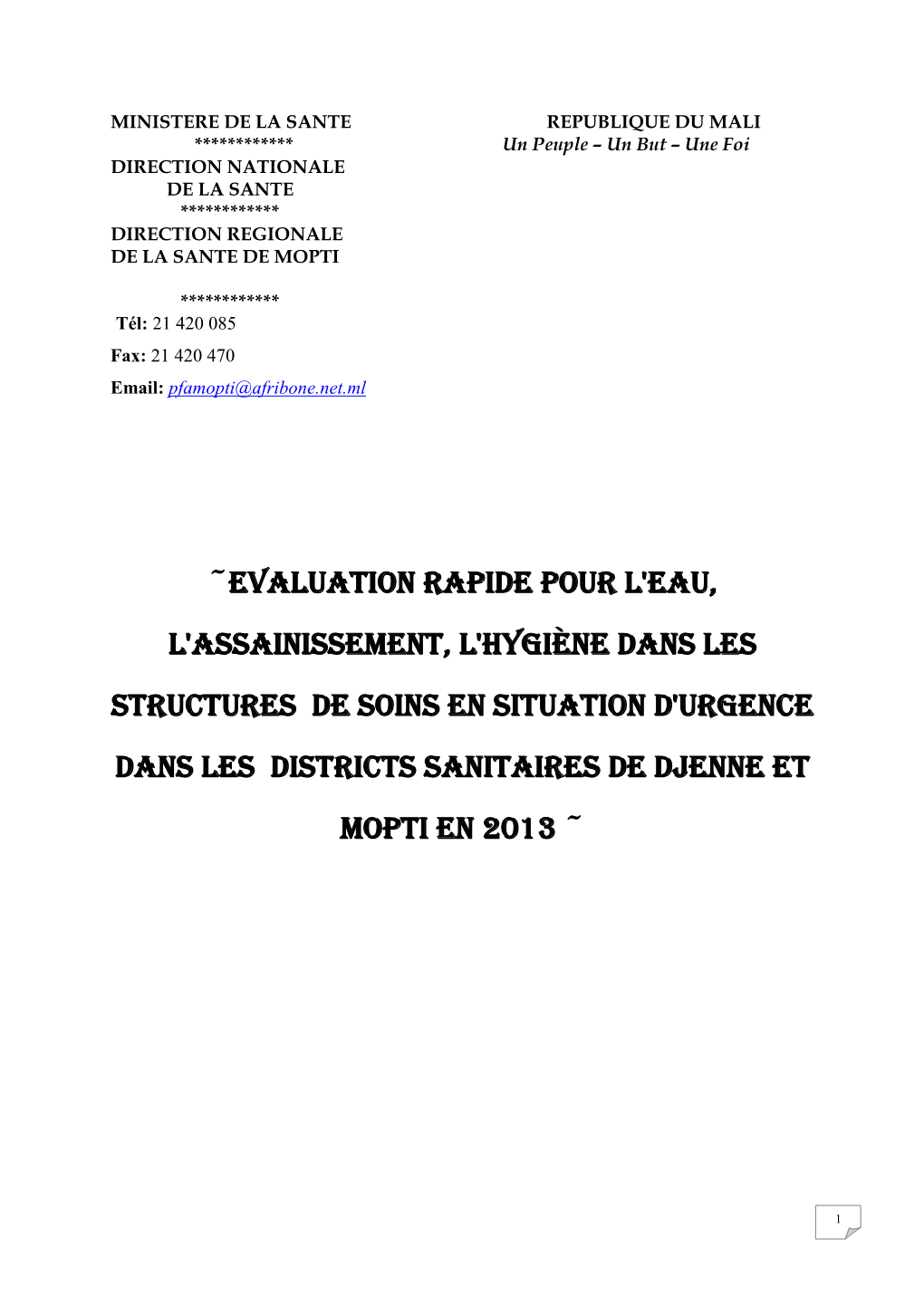 EVALUATION Rapide Pour L'eau, L