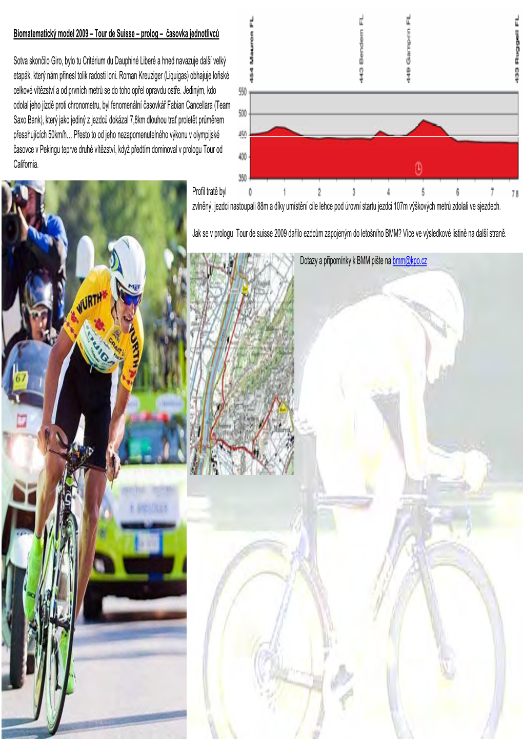 Biomatematický Model 2009 – Tour De Suisse – Prolog – Časovka Jednotlivců