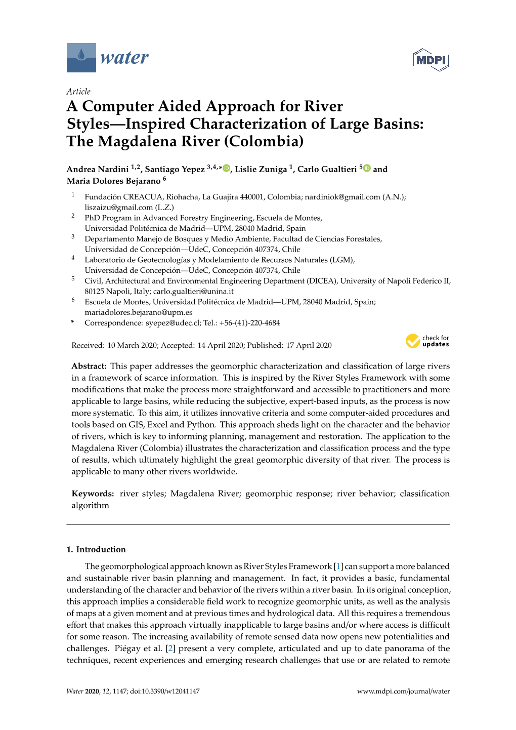 A Computer Aided Approach for River Styles—Inspired Characterization of Large Basins: the Magdalena River (Colombia)