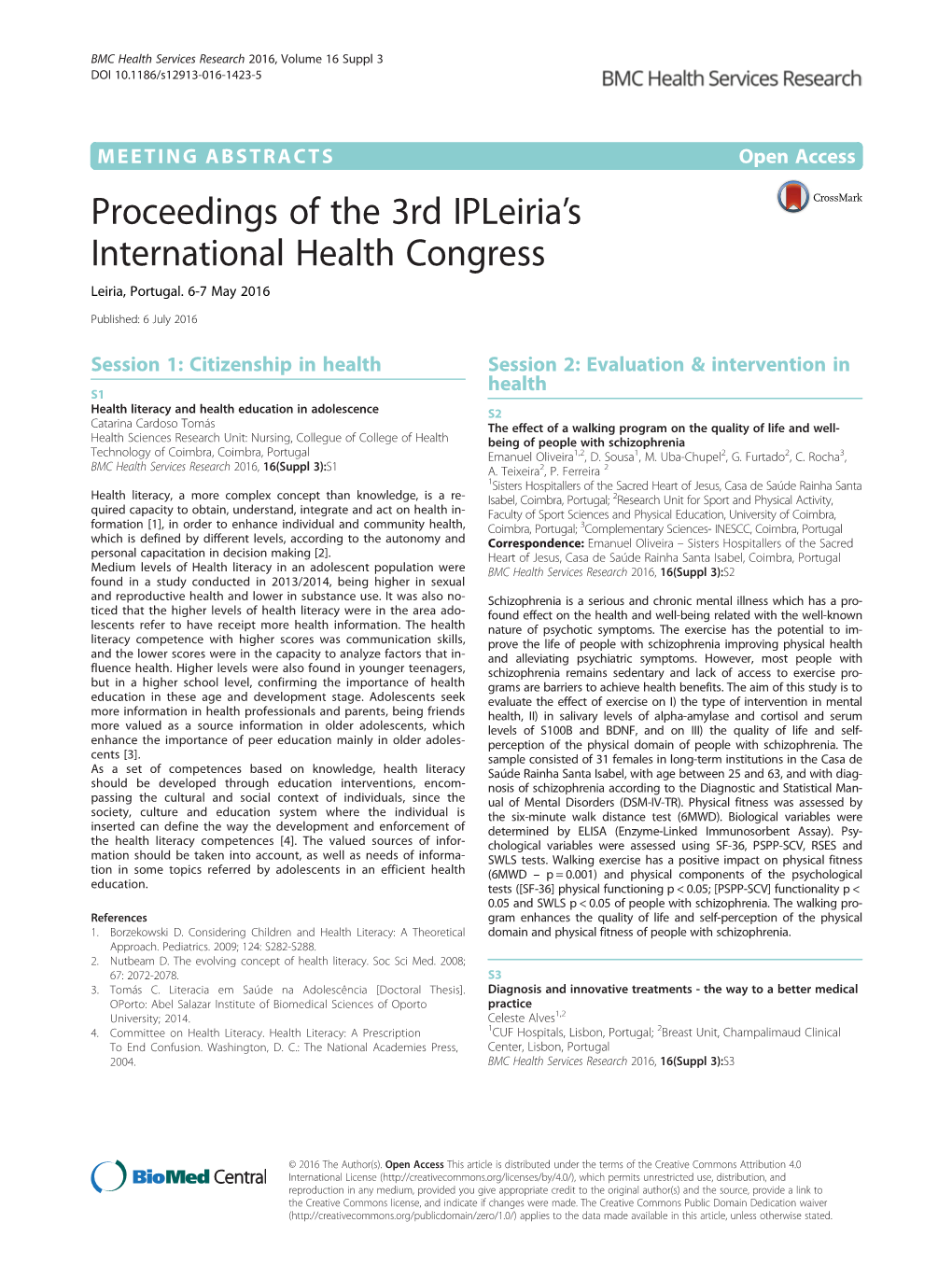 Proceedings of the 3Rd Ipleiria's International Health Congress