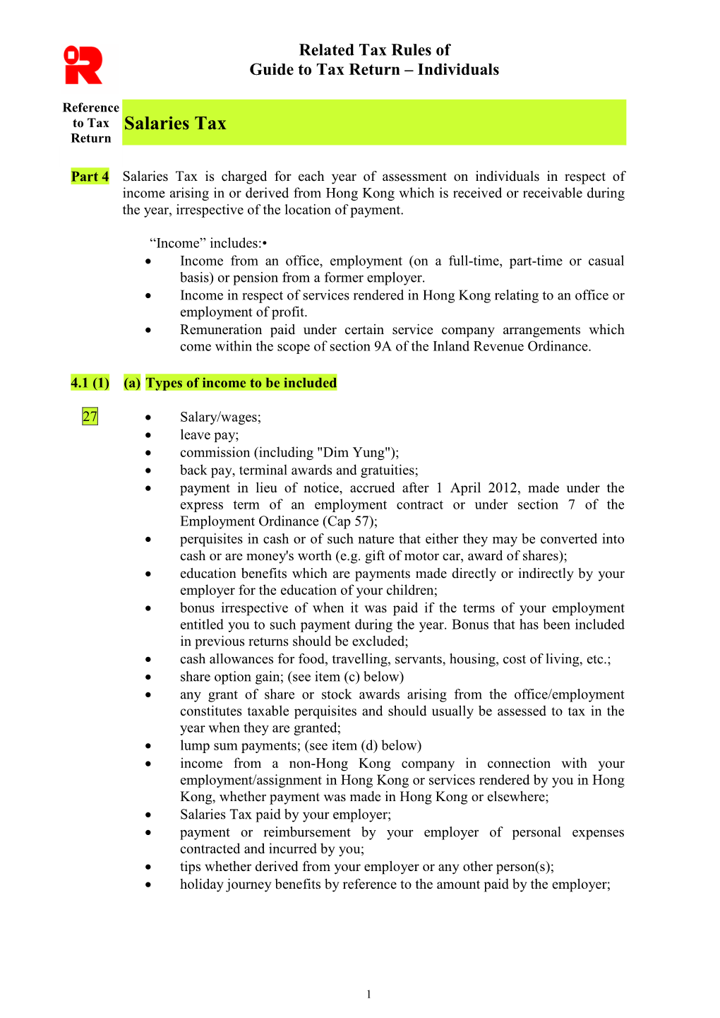 Related Tax Rules : Salaries