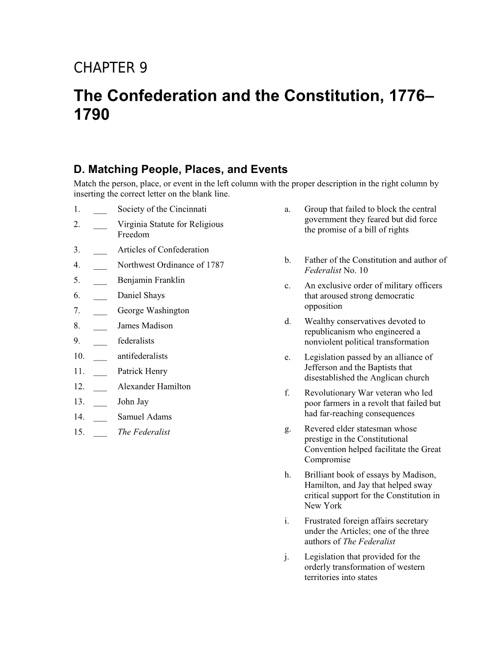 The Confederation and the Constitution, 1776 1790