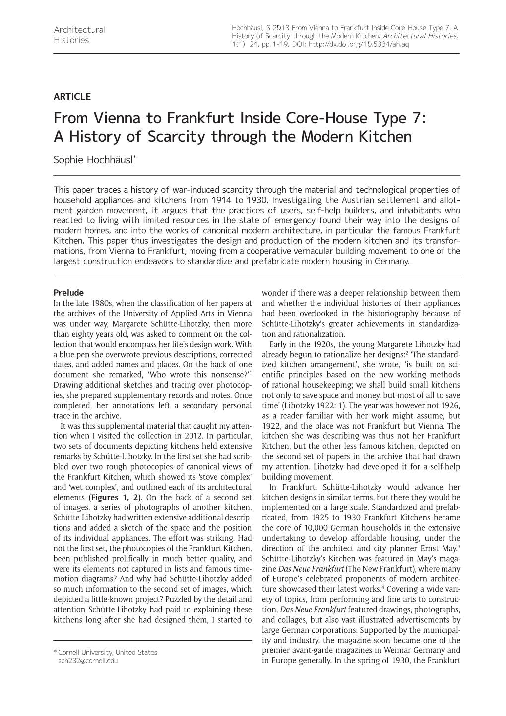 From Vienna to Frankfurt Inside Core-House Type 7: a History of Scarcity Through the Modern Kitchen