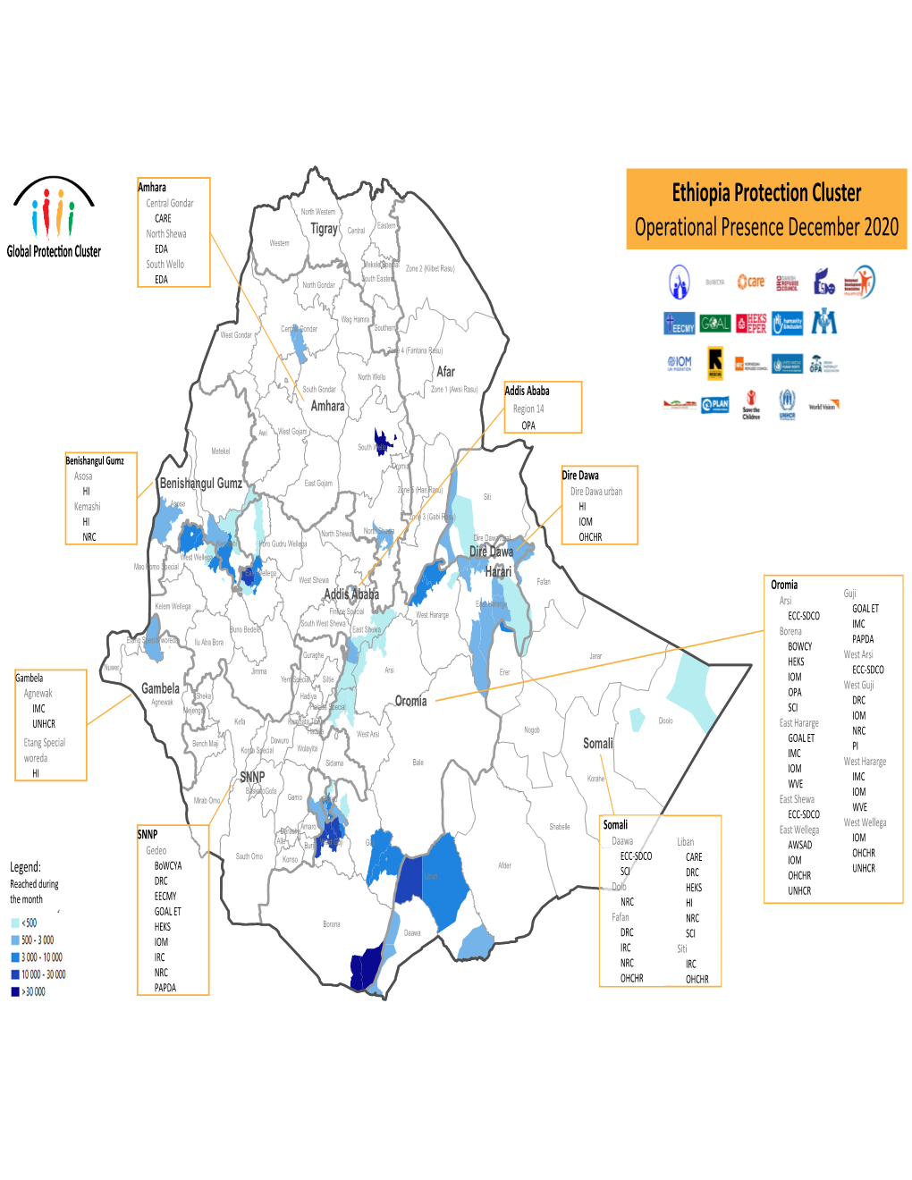 Ethiopia Protection Cluster Operational Presence December 2020