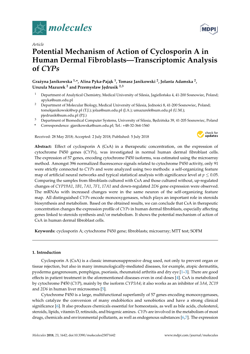 Potential Mechanism of Action of Cyclosporin a in Human Dermal Fibroblasts—Transcriptomic Analysis of Cyps