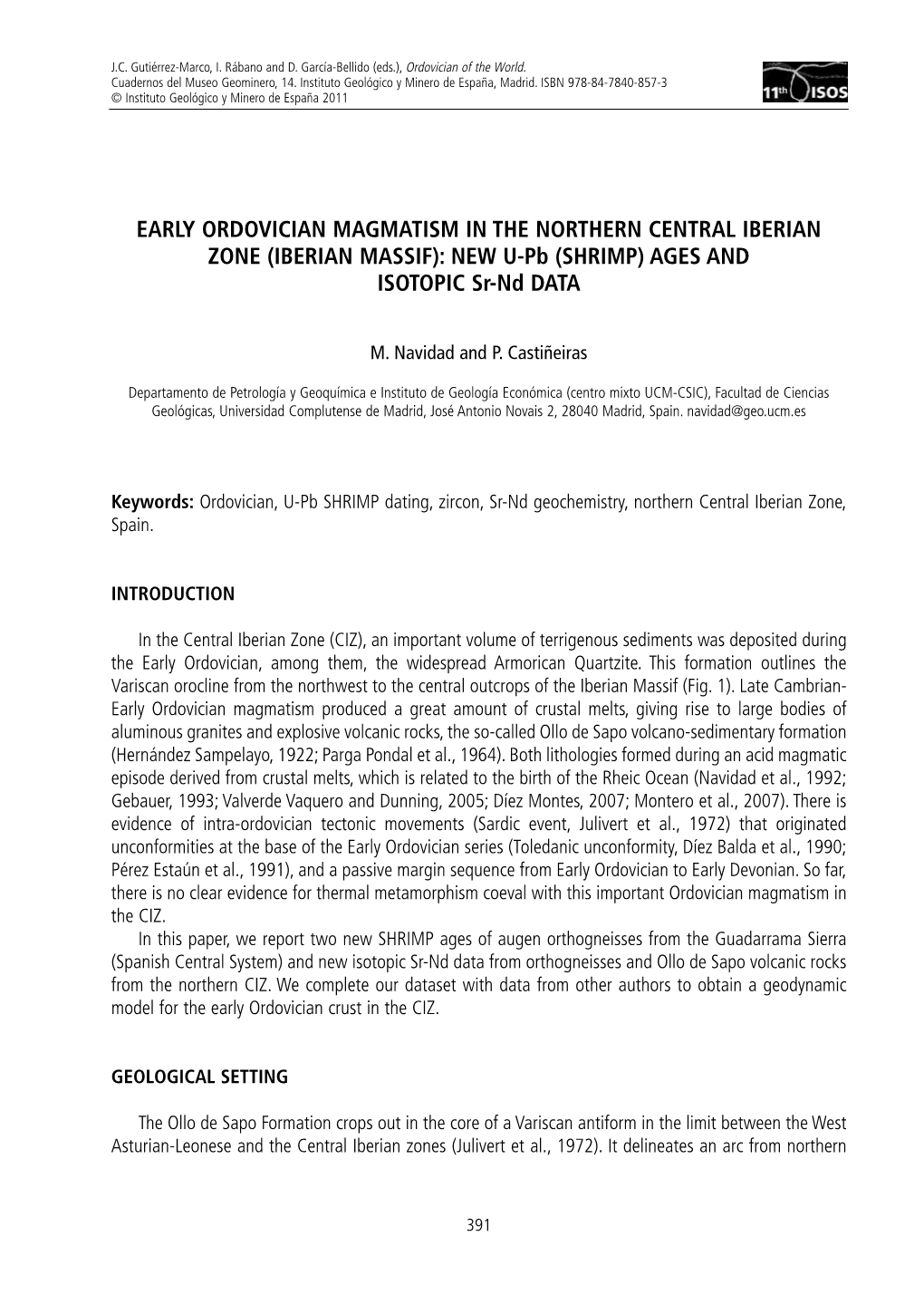 IBERIAN MASSIF): NEW U-Pb (SHRIMP) AGES and ISOTOPIC Sr-Nd DATA