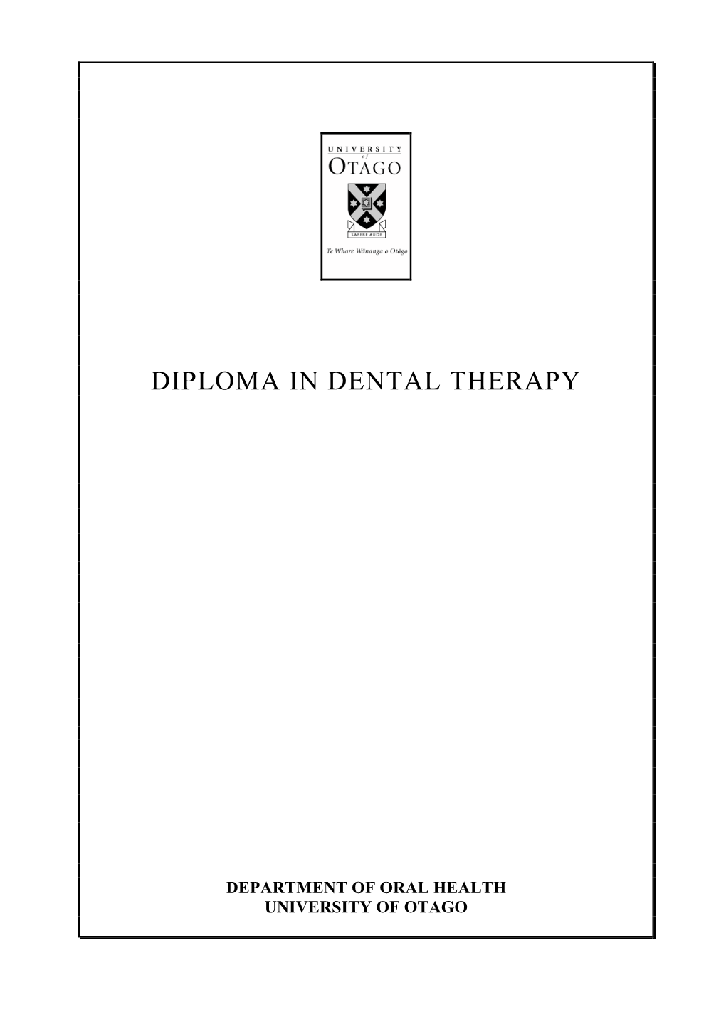 Diploma in Dental Therapy
