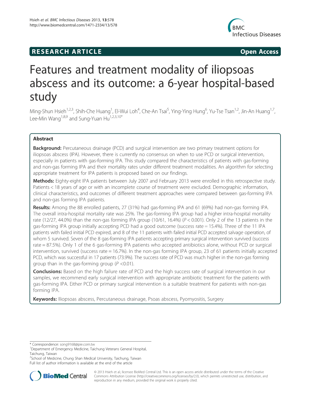 Features and Treatment Modality of Iliopsoas Abscess and Its Outcome