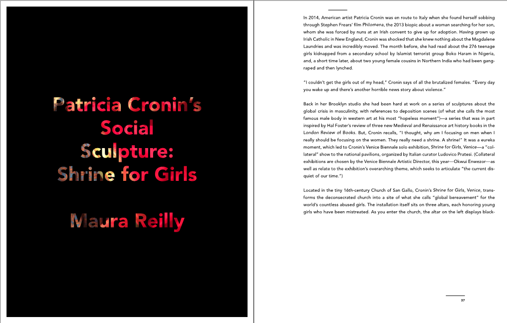 Patricia Cronin's Shrine for Girls, a Social Sculpture