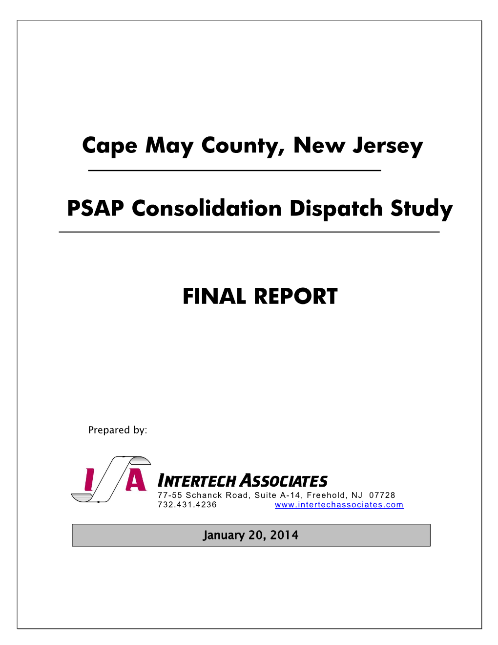 Cape May County, New Jersey PSAP Consolidation Dispatch Study