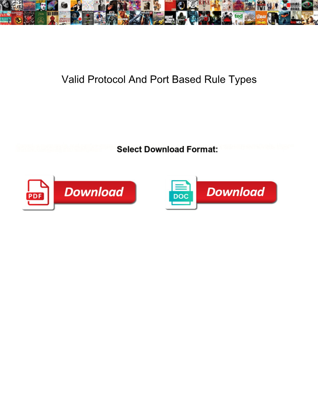 Valid Protocol and Port Based Rule Types