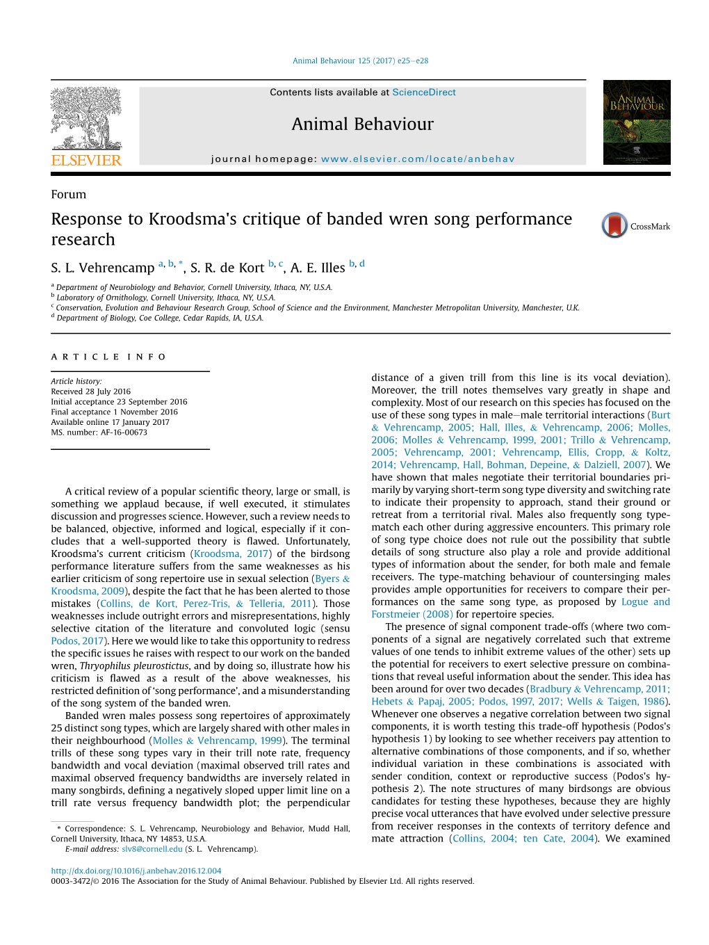 Response to Kroodsma's Critique of Banded Wren Song Performance Research