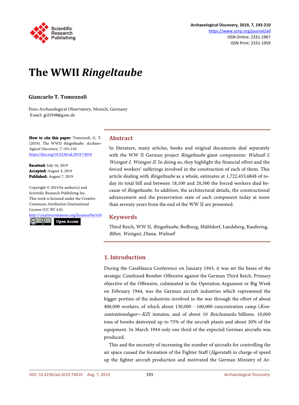 The WWII Ringeltaube