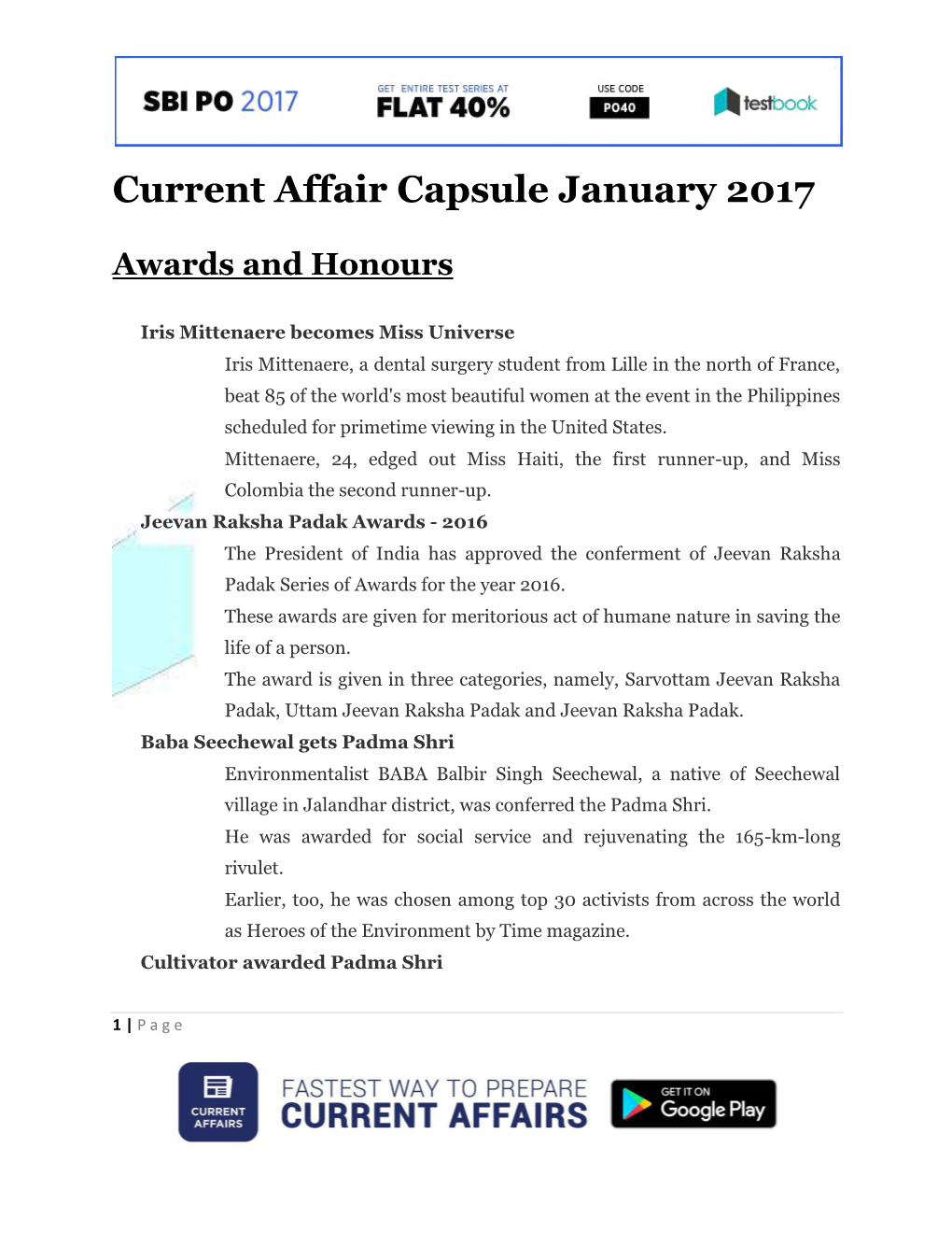 Current Affair Capsule January 2017