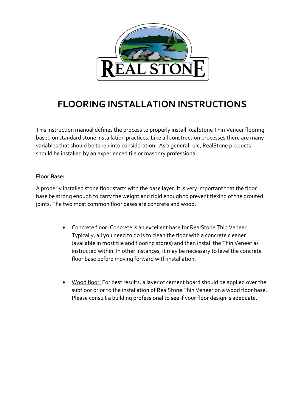 Flooring Installation Instructions