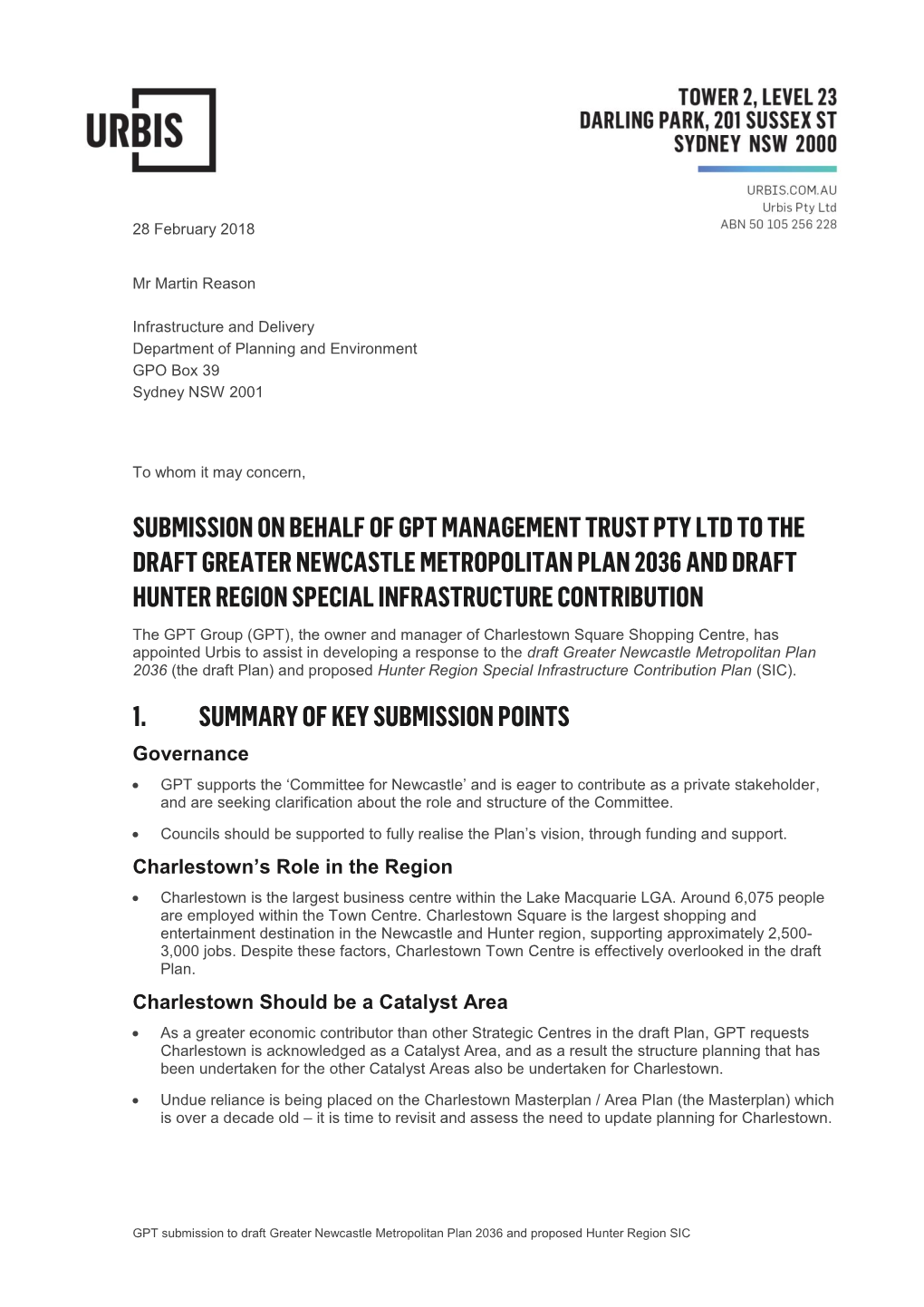 Submission on Behalf of Gpt Management Trust Pty Ltd