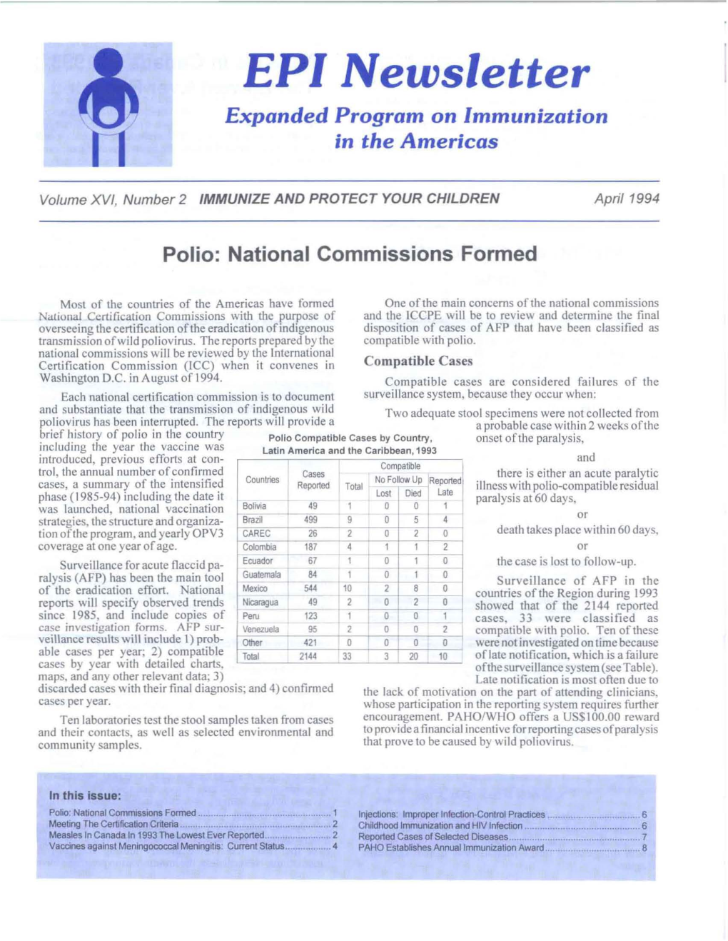 EPI Newsletter Expanded Program on Immunization in the Americas