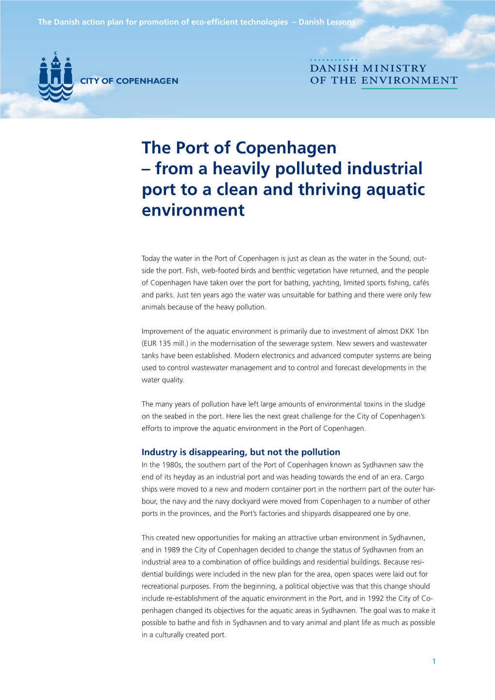 The Port of Copenhagen – from a Heavily Polluted Industrial Port to a Clean and Thriving Aquatic Environment