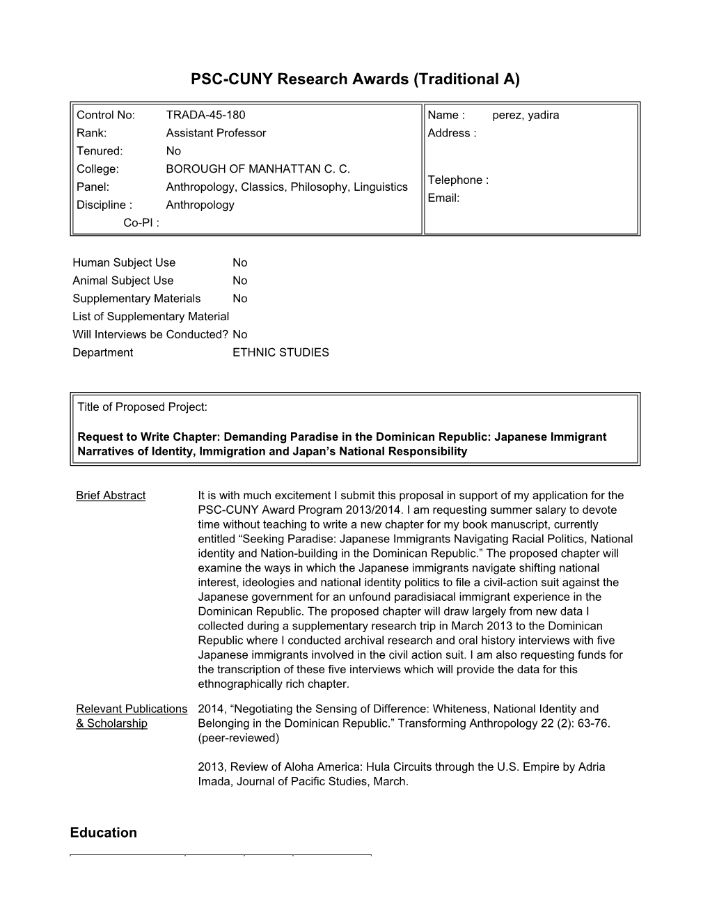 PSC-CUNY Research Awards (Traditional A)