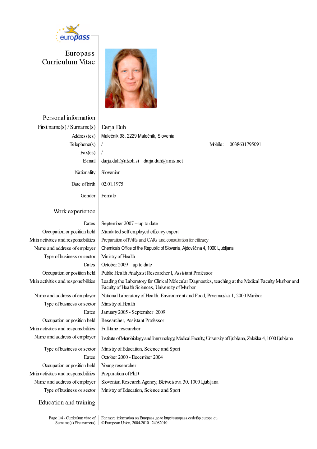 Europass Curriculum Vitae