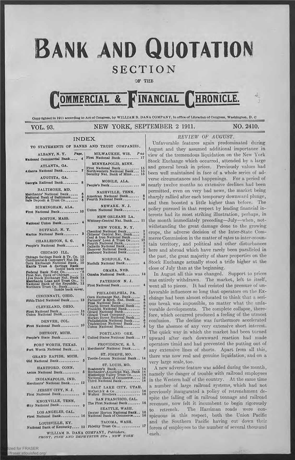 September 2, 1911 : Bank and Quotation Section