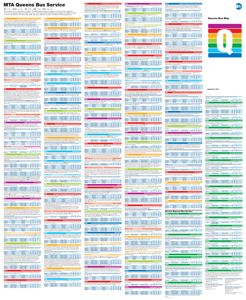 Queens Bus Map September 2011