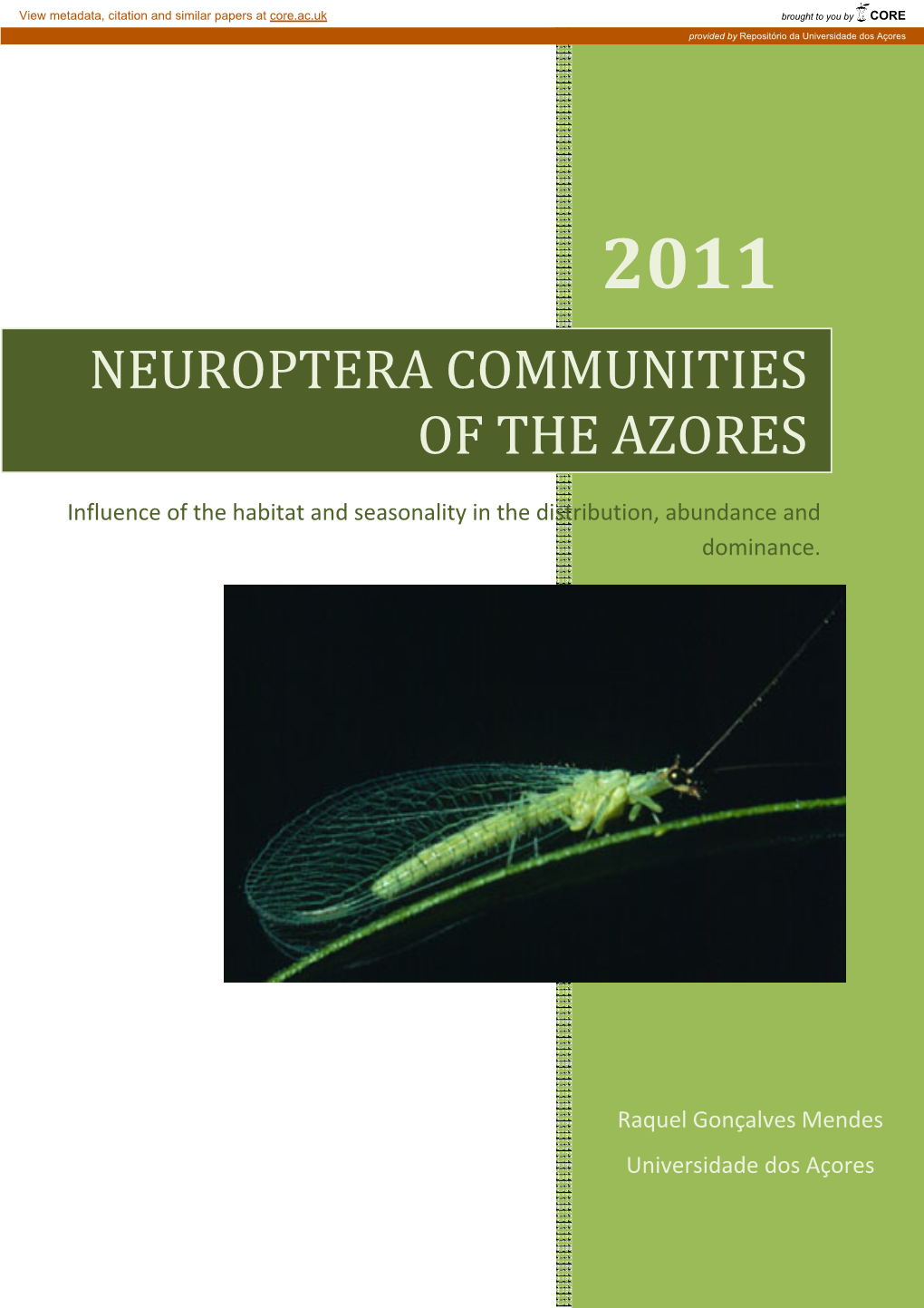 Neuroptera Communities of the Azores