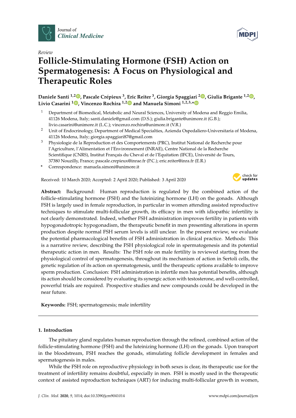 Follicle-Stimulating Hormone (FSH) Action on Spermatogenesis: a Focus on Physiological and Therapeutic Roles