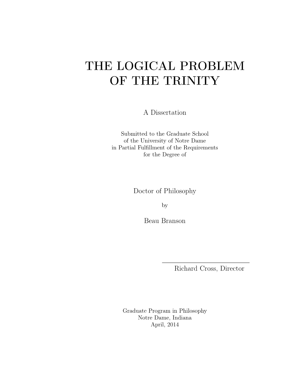 The Logical Problem of the Trinity