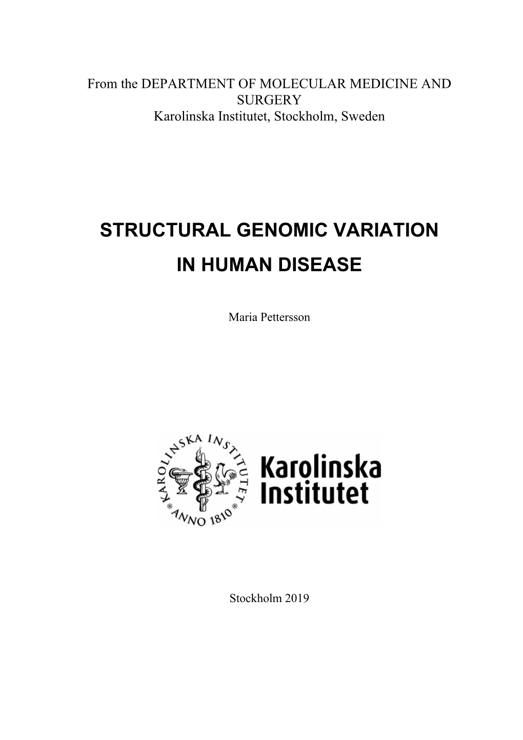 Structural Genomic Variation in Human Disease