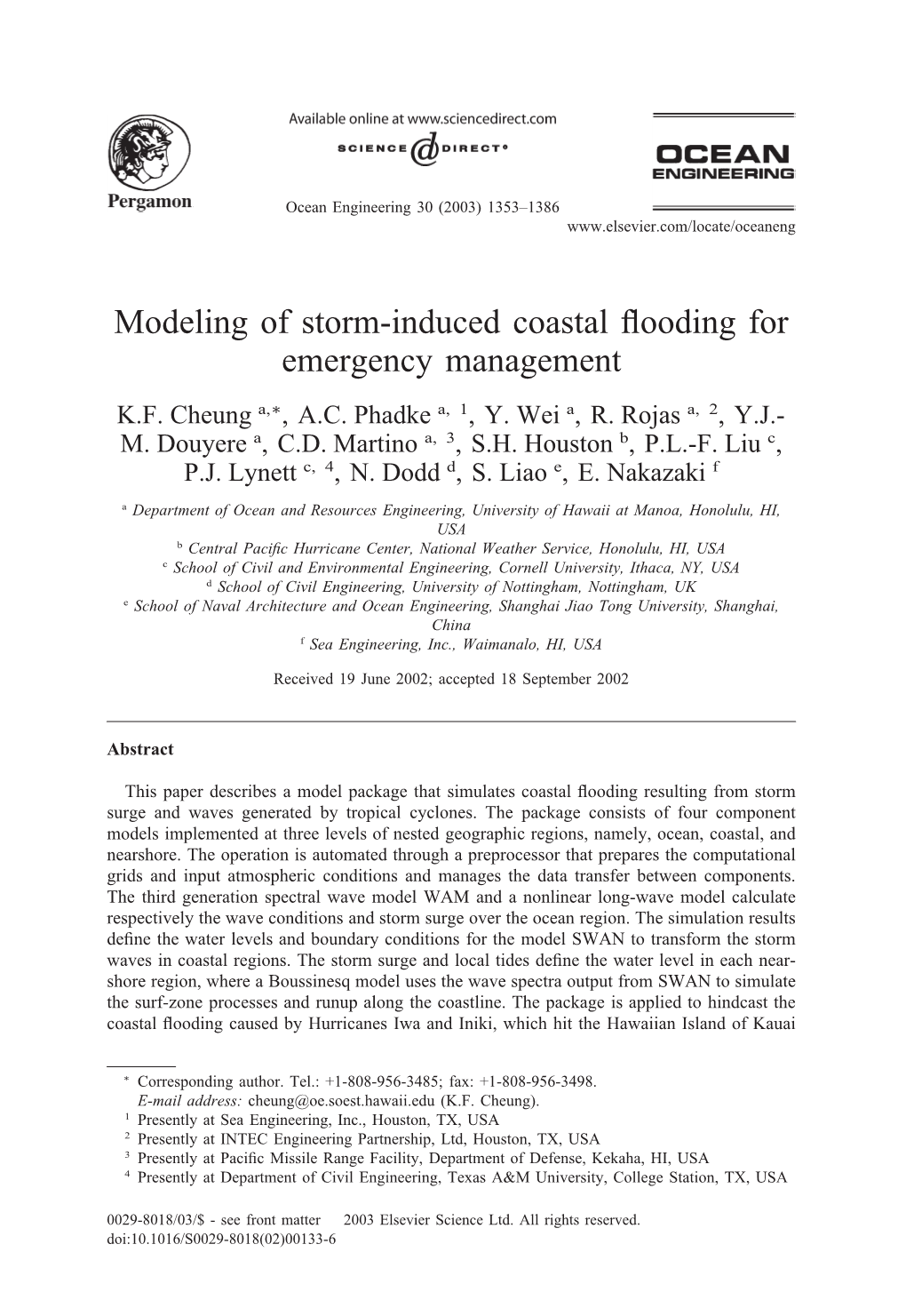Modeling of Storm-Induced Coastal Flooding for Emergency Management