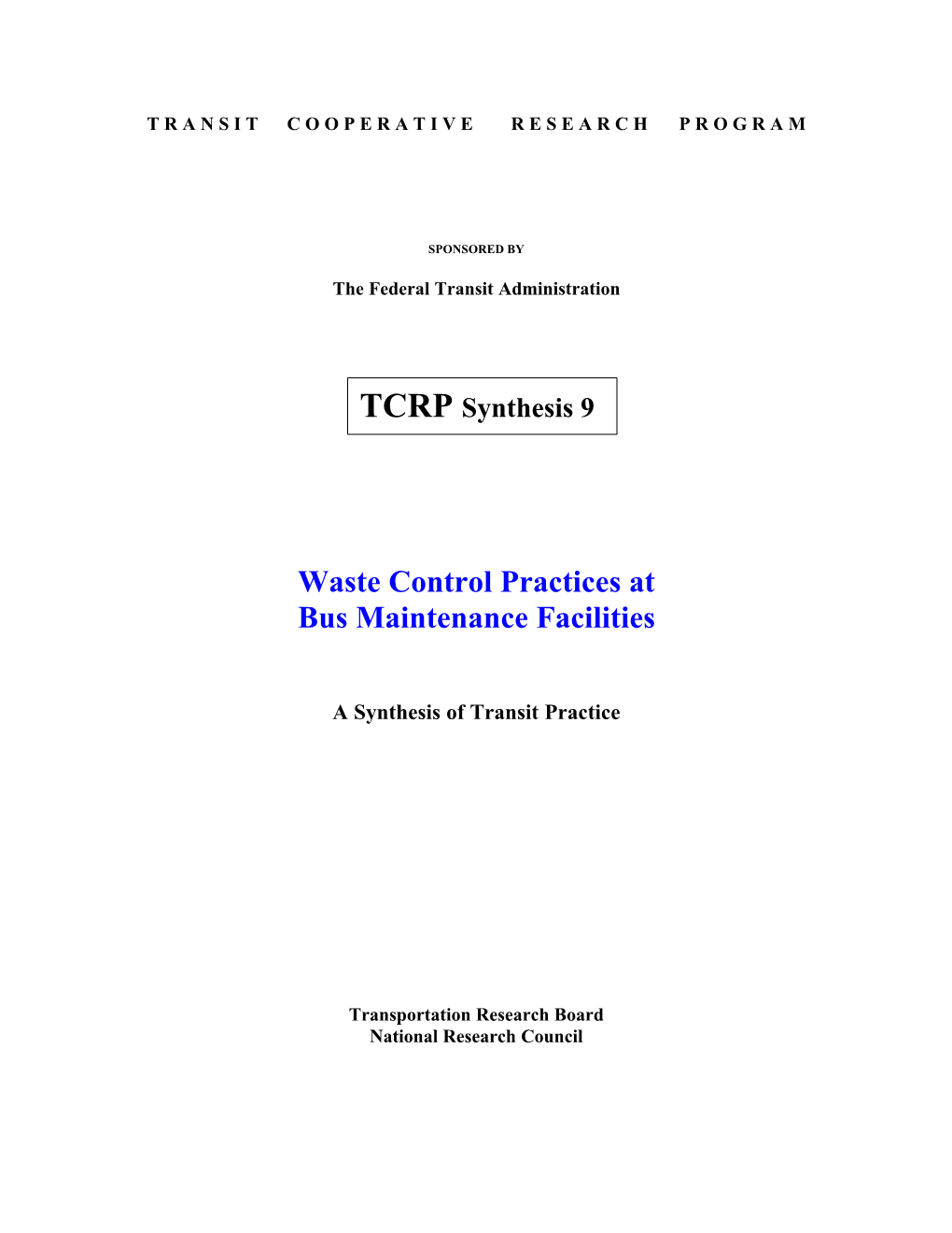 Waste Control Practices at Bus Maintenance Facilities