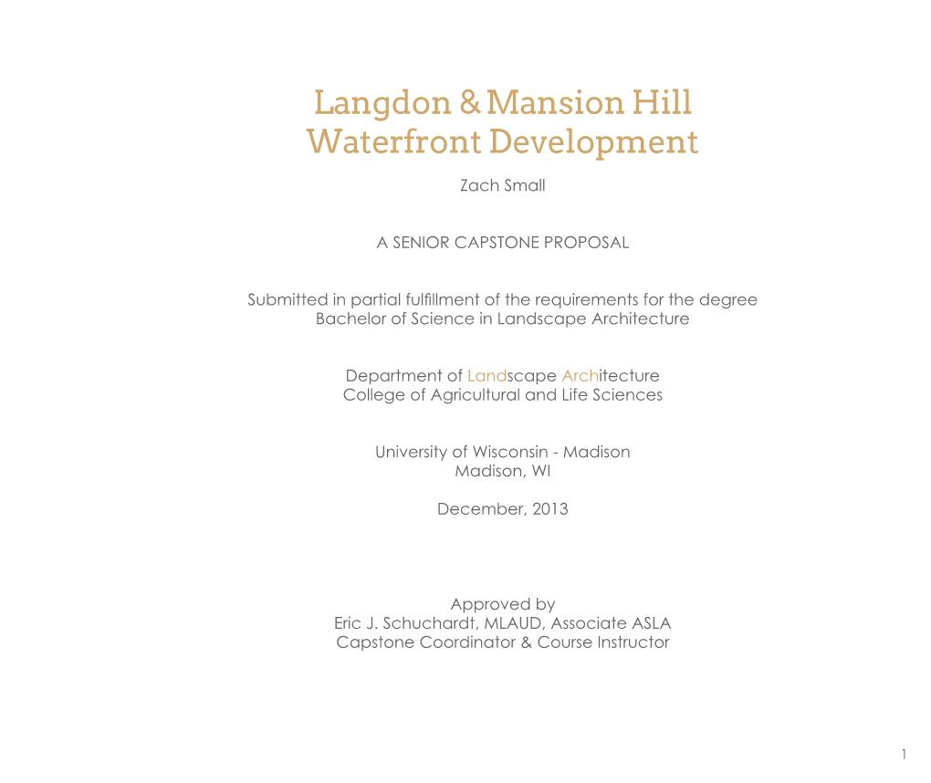 2013, Zach Small, Langdon & Mansion Hill Waterfront Development