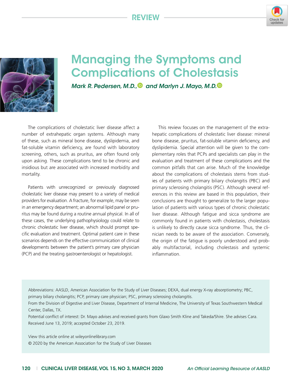 Managing the Symptoms and Complications of Cholestasis Mark R